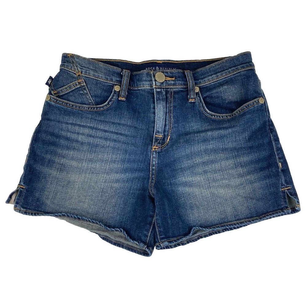 Rock & Republic Womens Mid Rise Jean Shorts Blue Size 8 (29 Measured Waist)